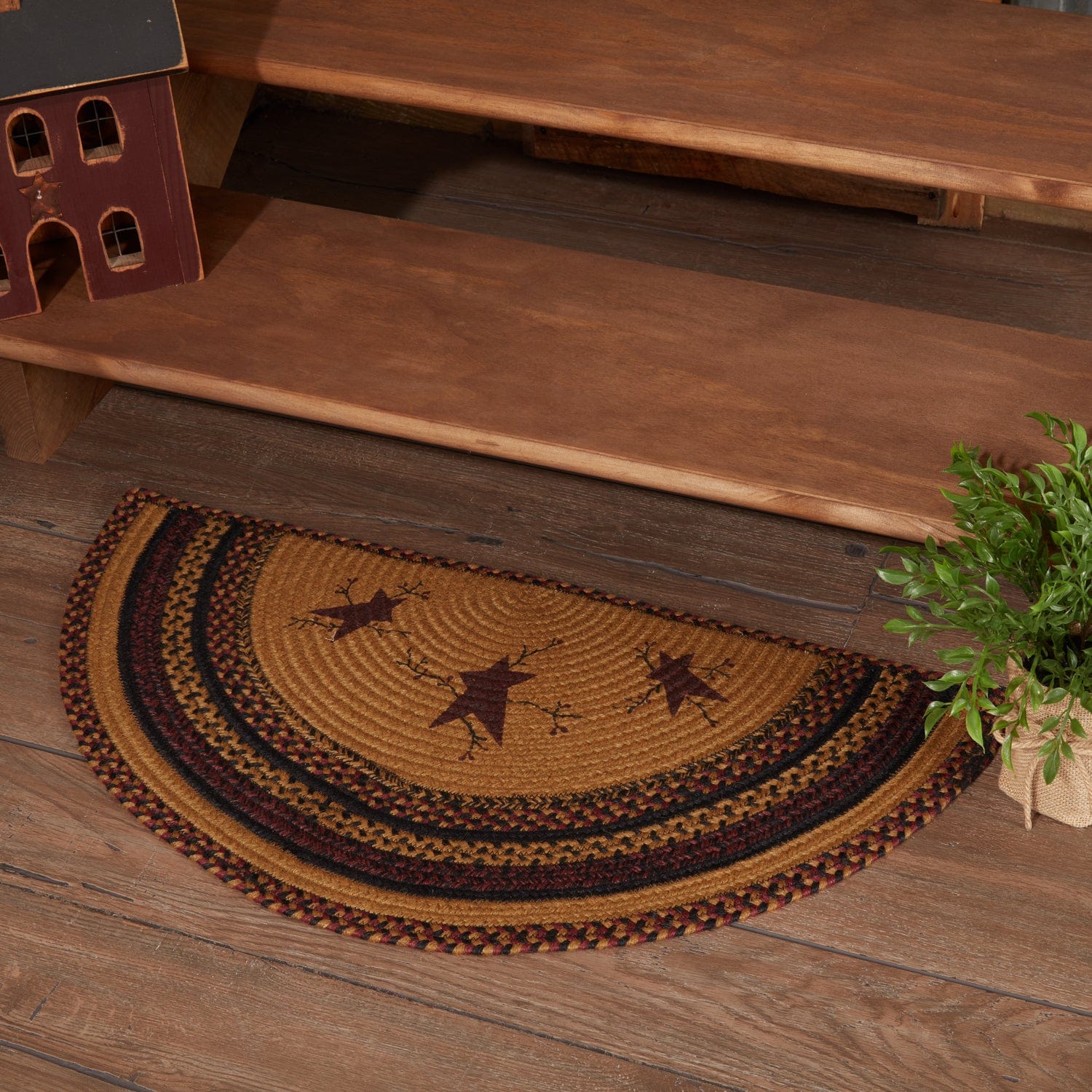 Heritage Farms Star and Pip Half Circle Jute Rug