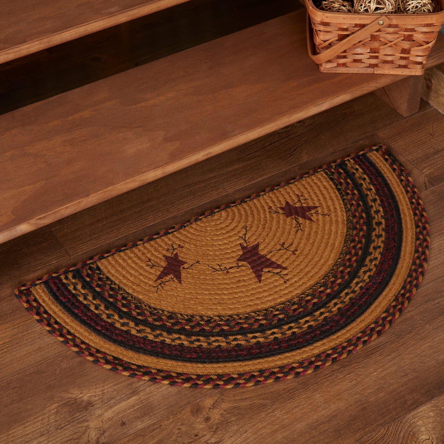 Heritage Farms Star and Pip Half Circle Jute Rug