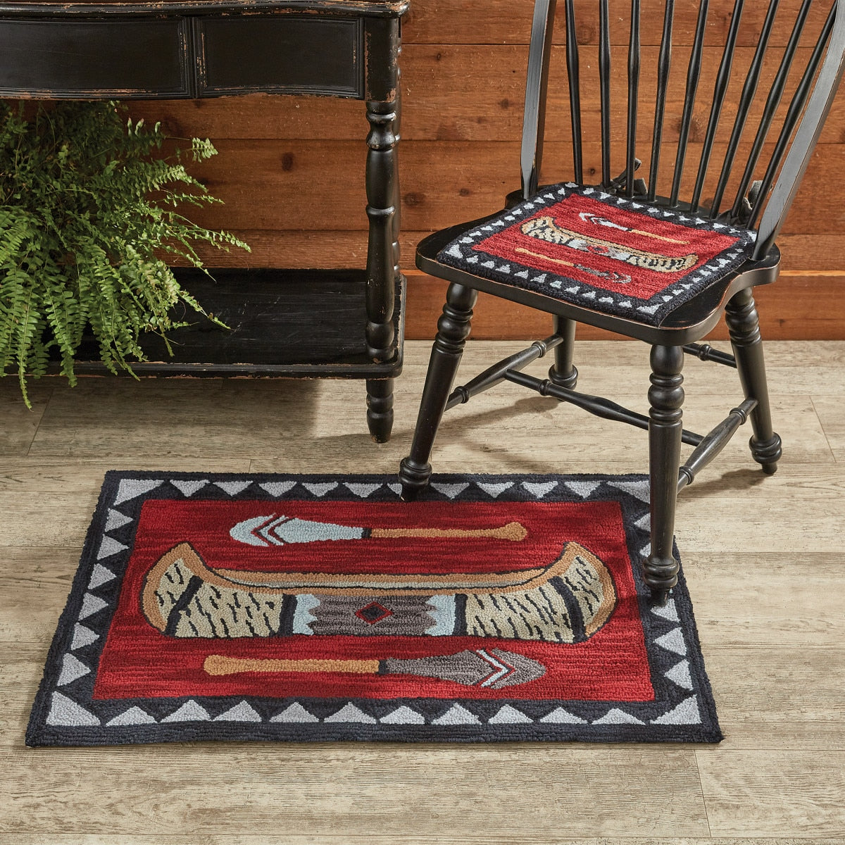 Wilderness Canoe Hooked Accent Rug