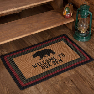 Wyatt Stenciled Bear Rectangle Jute Welcome Rug