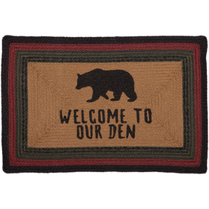 Wyatt Stenciled Bear Rectangle Jute Welcome Rug