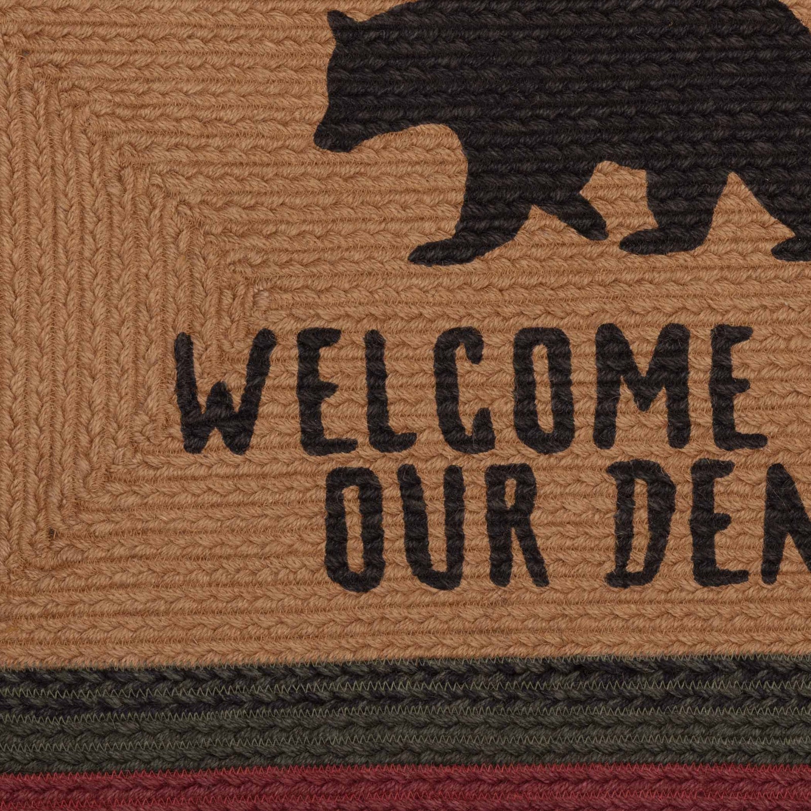 Wyatt Stenciled Bear Rectangle Jute Welcome Rug