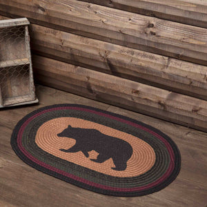 Wyatt Stenciled Bear Oval Jute Rug