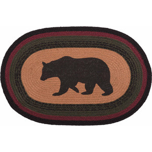 Wyatt Stenciled Bear Oval Jute Rug