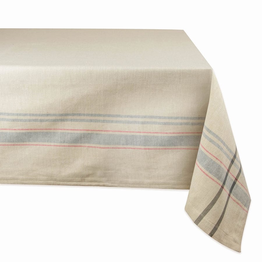 Natural French Stripe Tablecloth