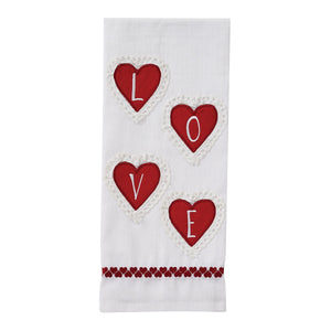 Valentine's Day Embroidered Tea Towel Set of 2