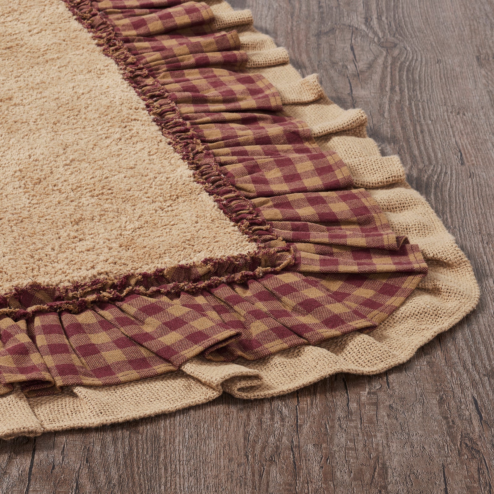 Burlap Natural w/ Burgundy Check Bath Mat