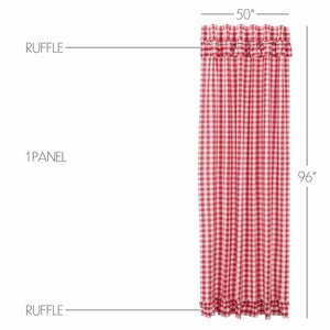 Annie Buffalo Check 96" Ruffled Panel Curtain - Red