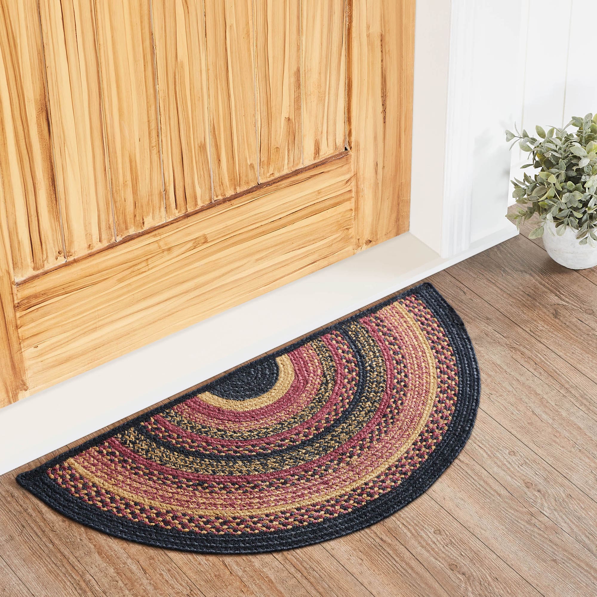 Half Under The Chair Rug Heritage Farms Braided Half Circle Rug - Retro Barn Country Linens