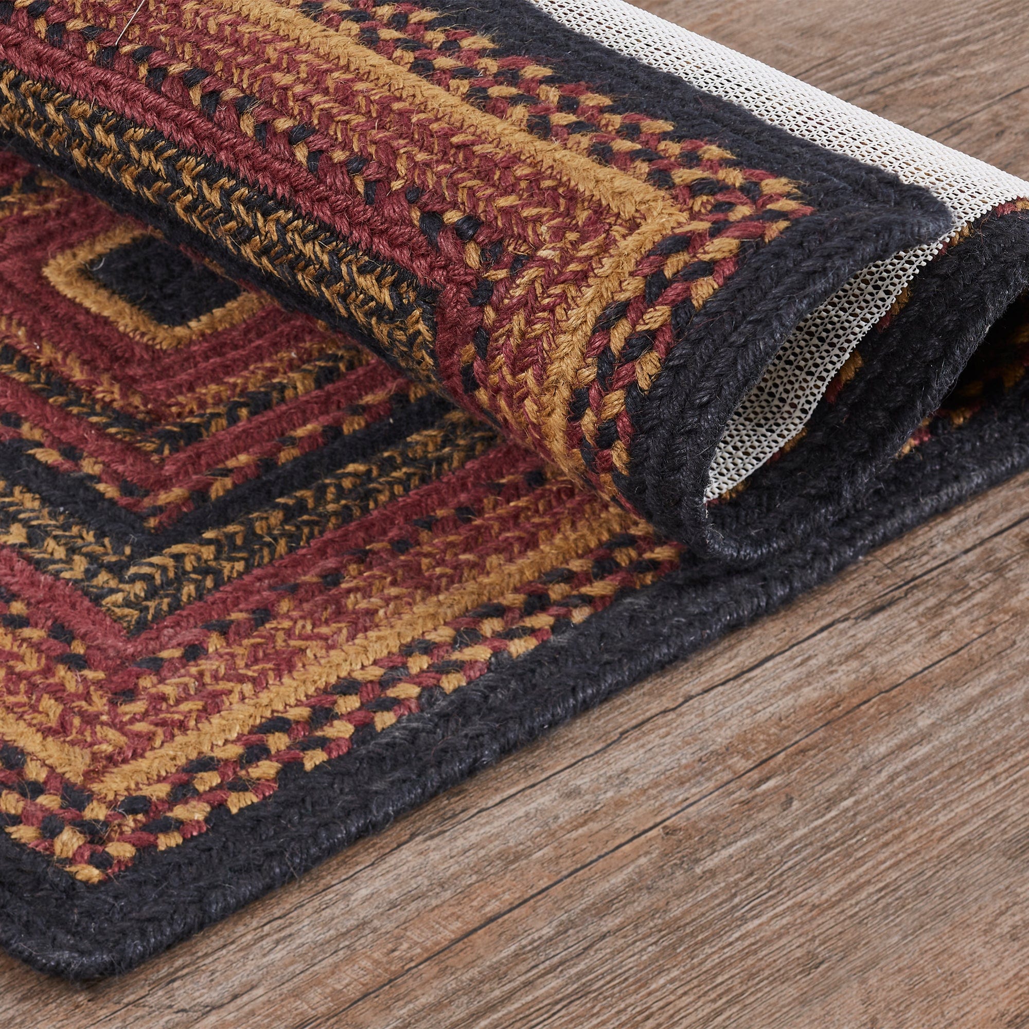 Heritage Farms Jute Rectangle Braided Rug w/ Pad - Retro Barn Country Linens