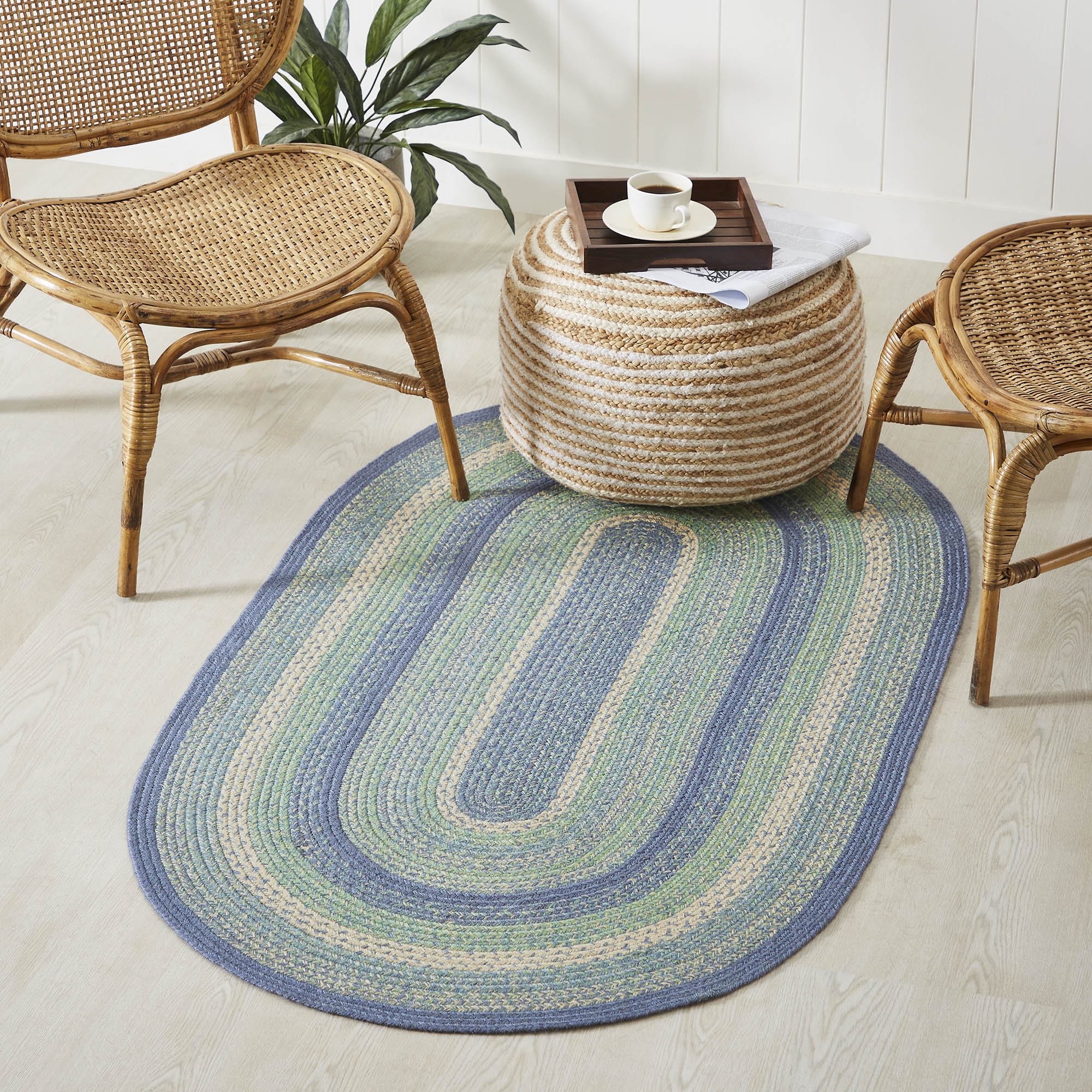 Jolie Jute Oval Braided Rug w/ Pad