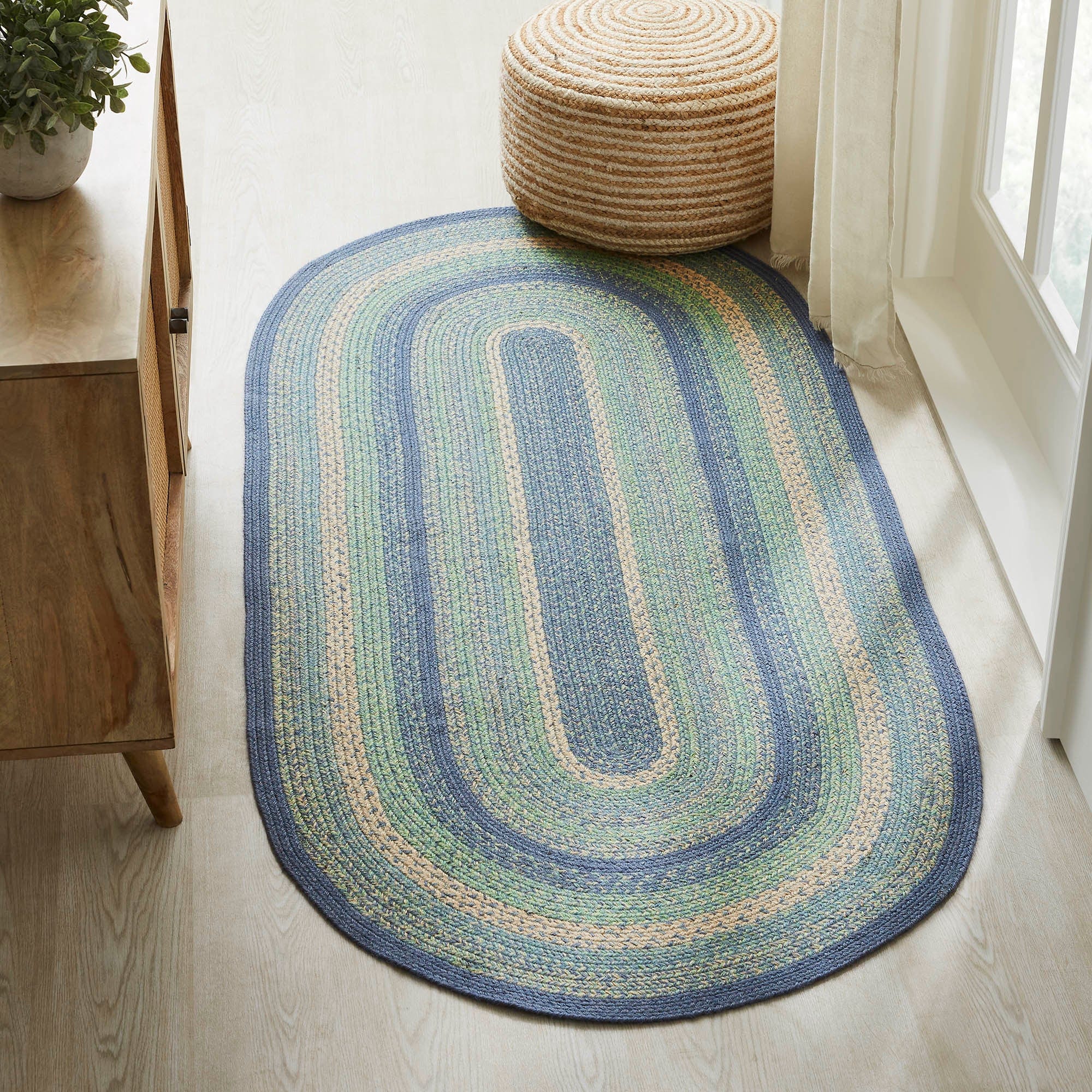 Jolie Jute Oval Braided Rug w/ Pad