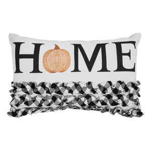 Annie Black Check Home Pumpkin Ruffle Pillow