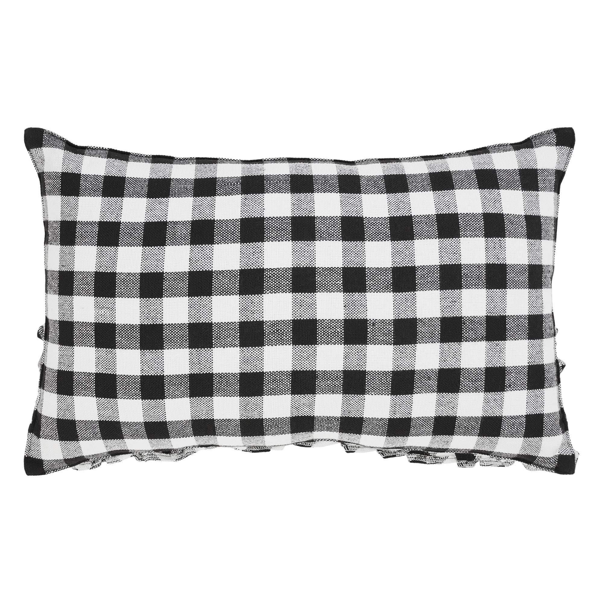 Annie Black Check Home Pumpkin Ruffle Pillow