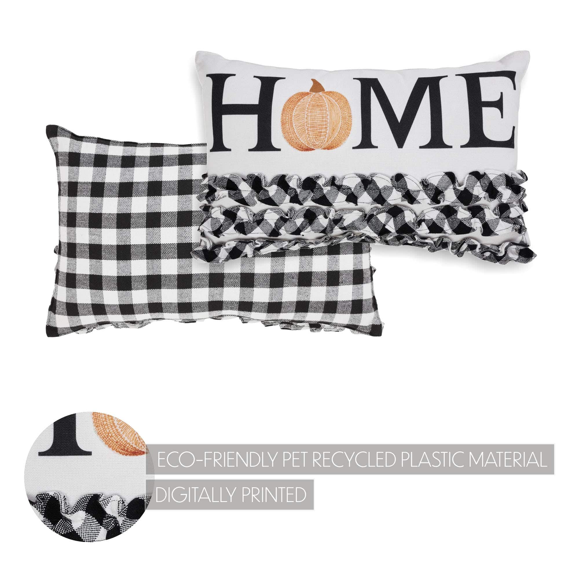 Annie Black Check Home Pumpkin Ruffle Pillow