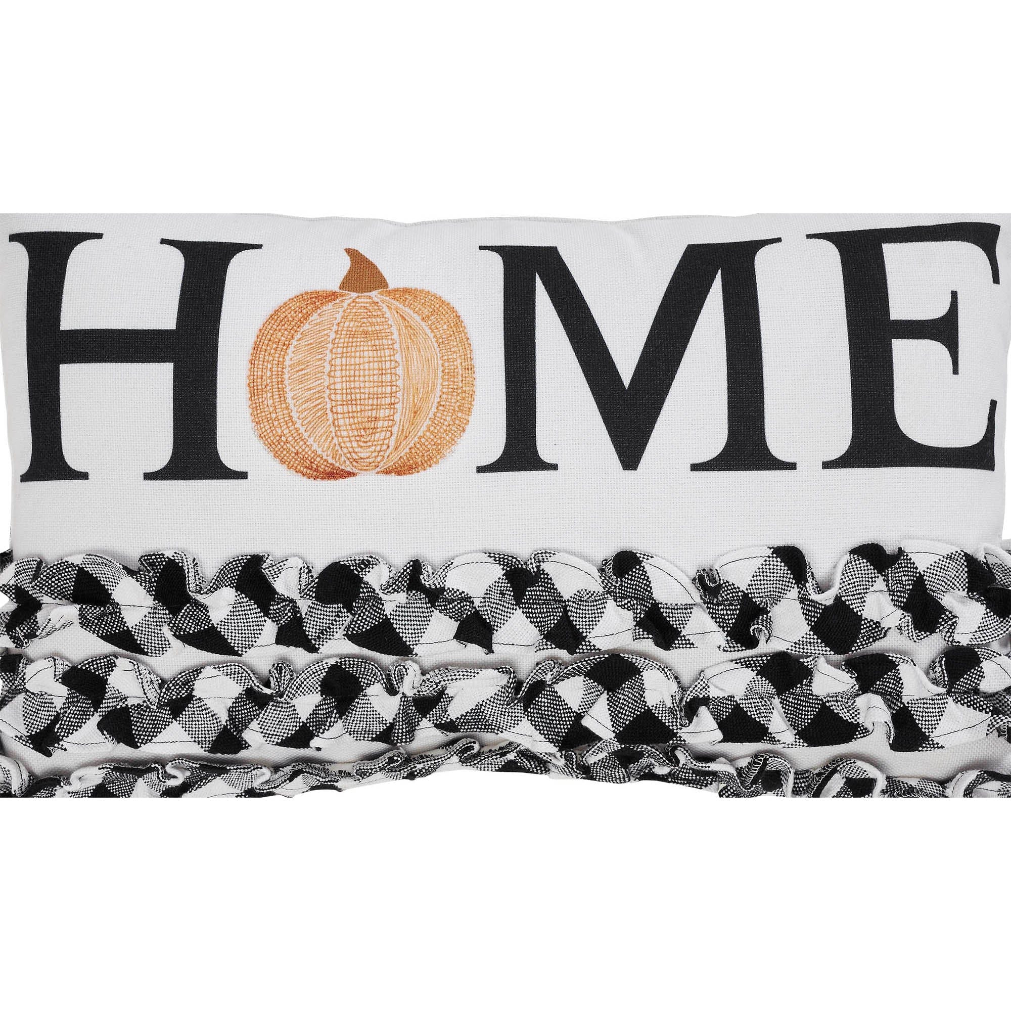 Annie Black Check Home Pumpkin Ruffle Pillow