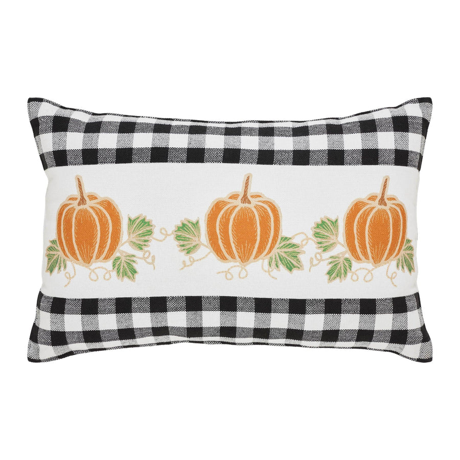 Annie Black Check Pumpkin Patch Pillow