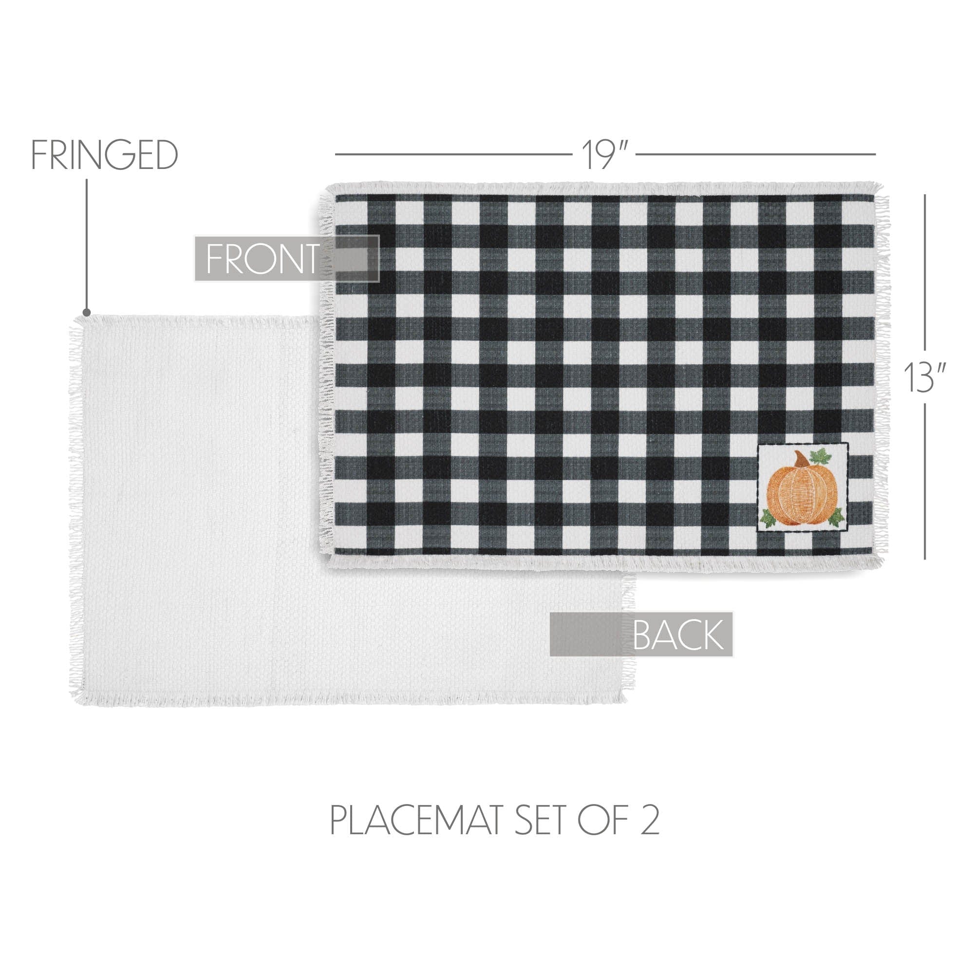 Annie Black Check Pumpkin Placemat Set of 2