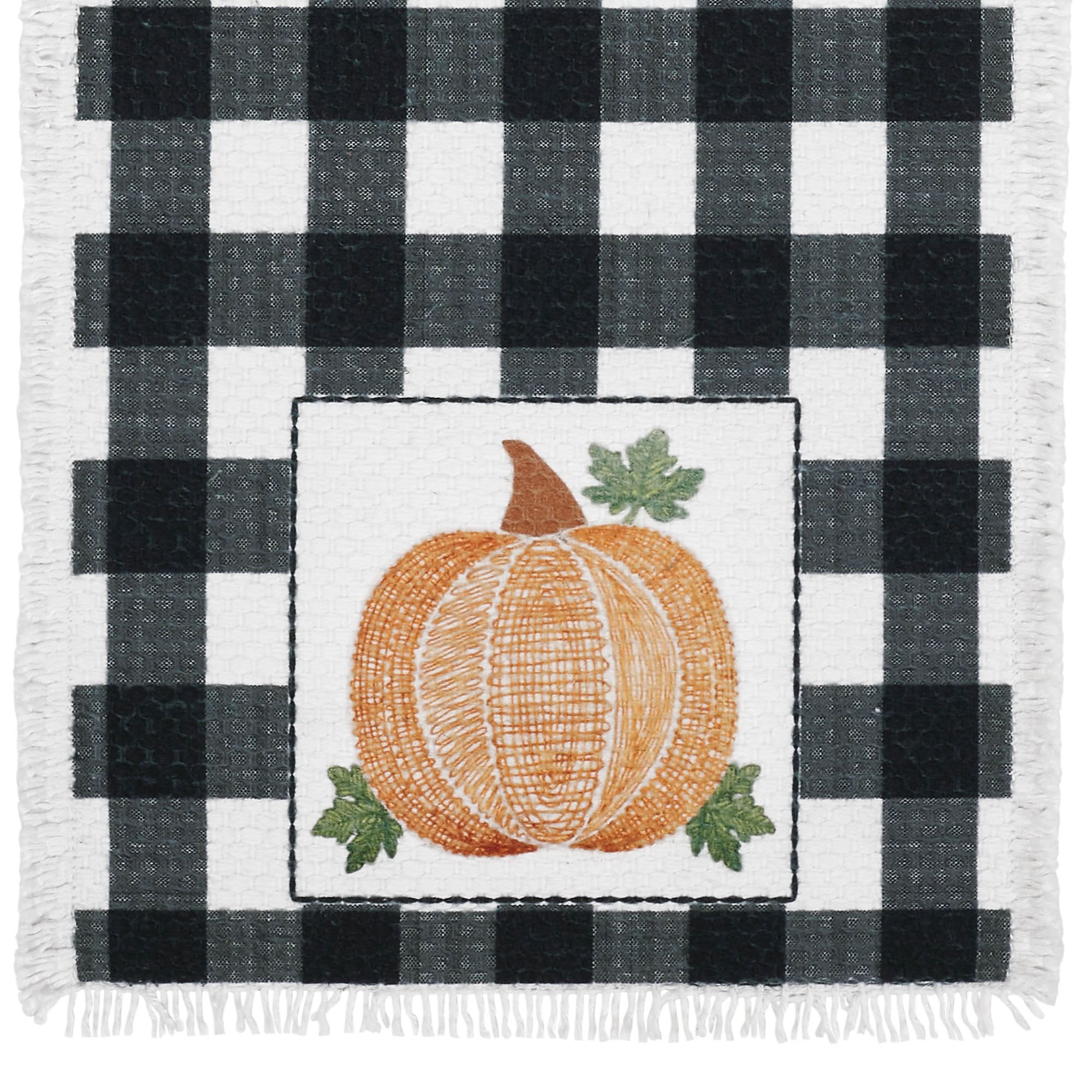 Annie Black Check Pumpkin Table Runner