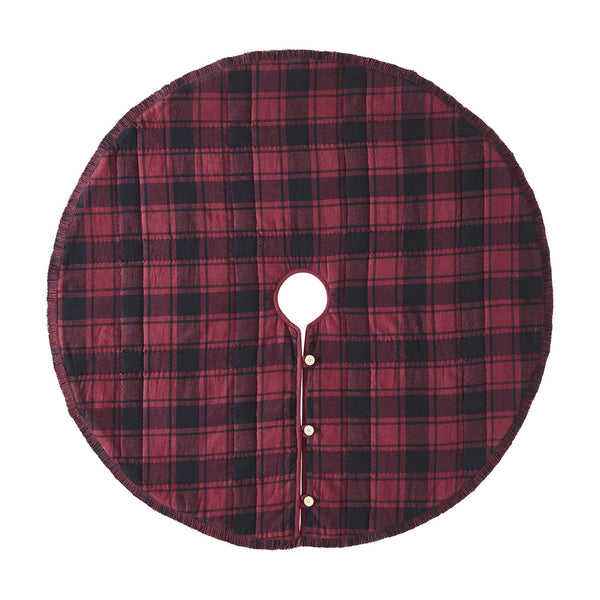 Glitzhome Farmhouse Plaid Quilted Tree Skirt