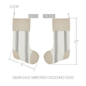 Grace Grain Sack Stripe Patch Stocking