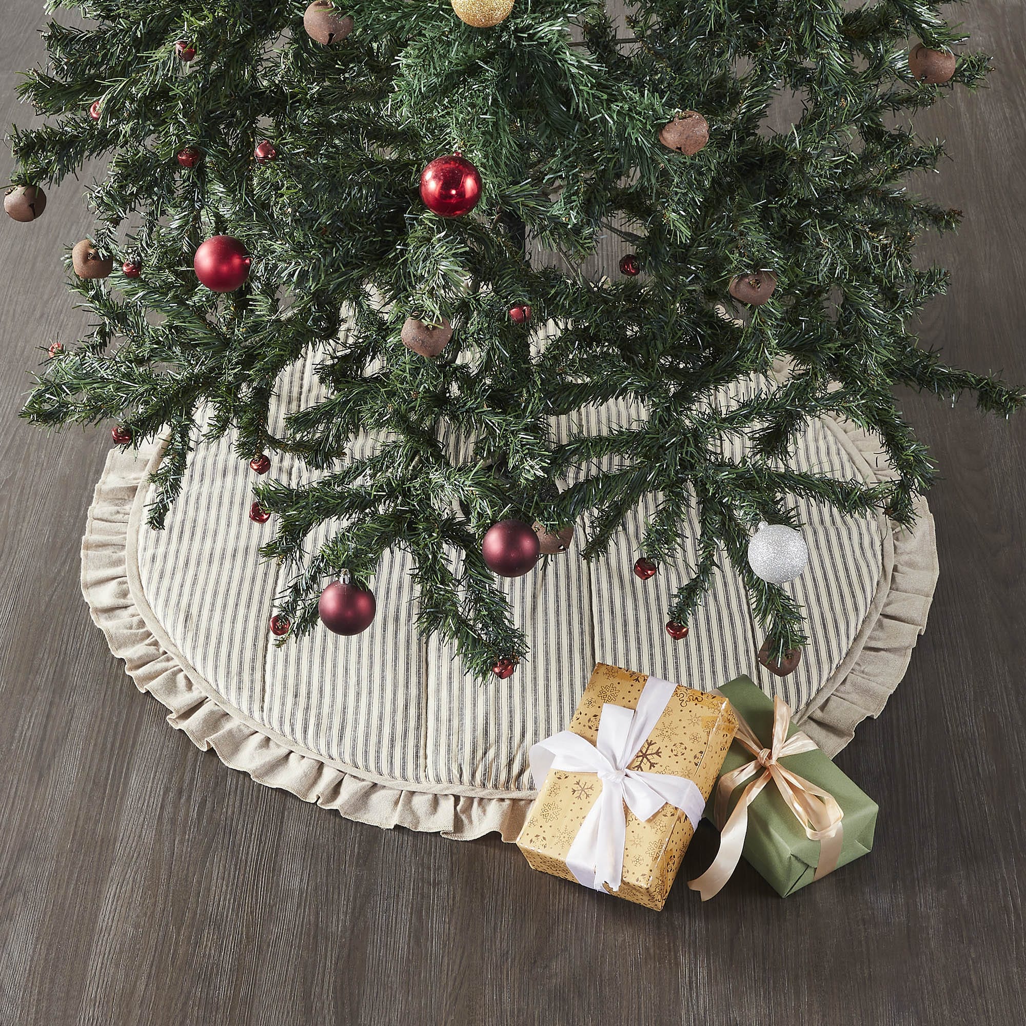 Sawyer Mill Charcoal Ticking Stripe Tree Skirt