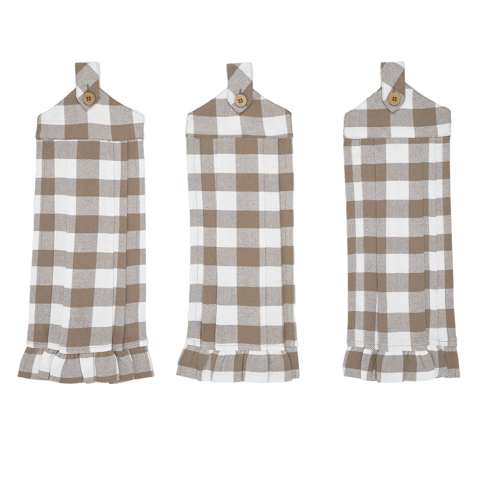 Annie Portabella Buffalo Check Button Loop Tea Towel Set of 3