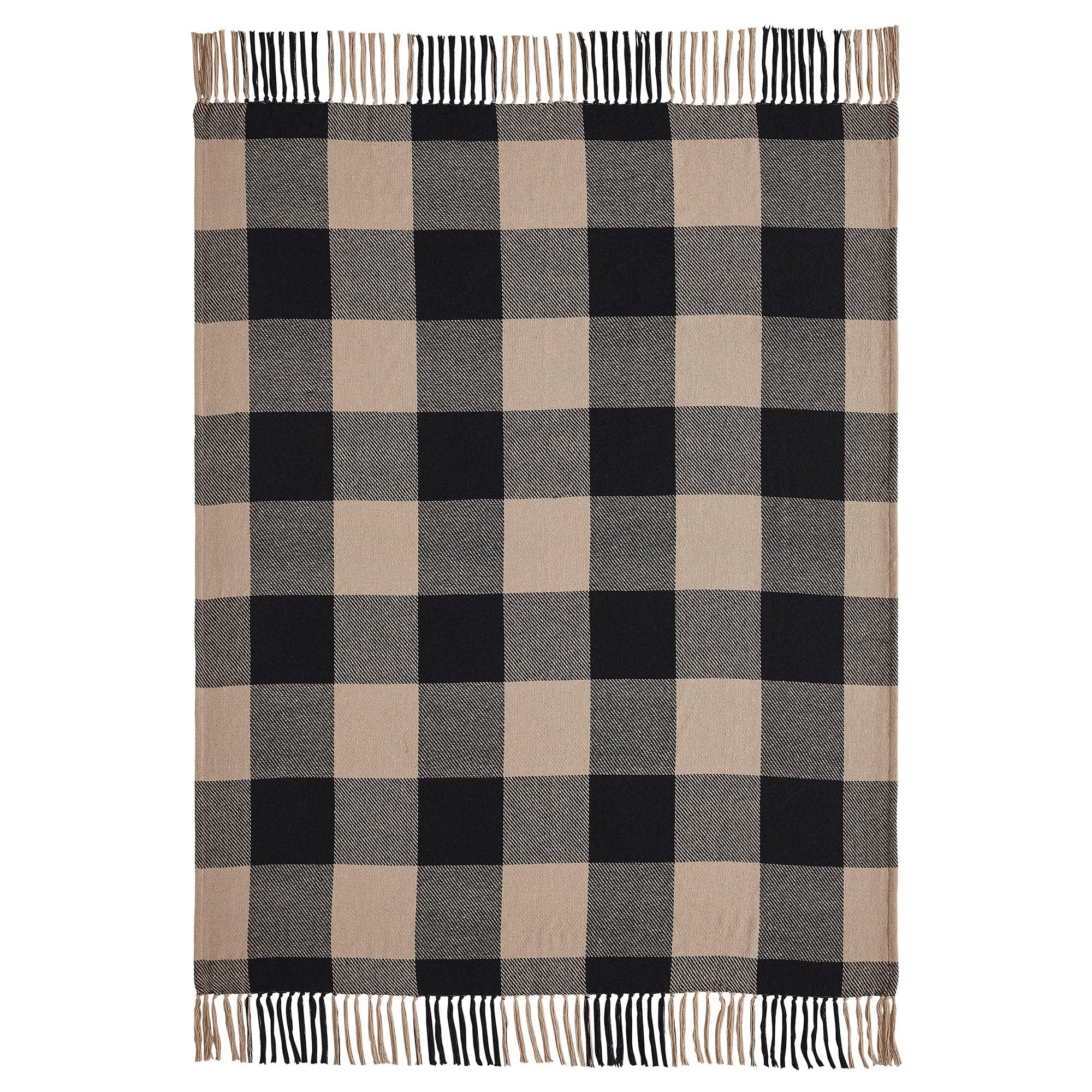 Black Check Woven Throw