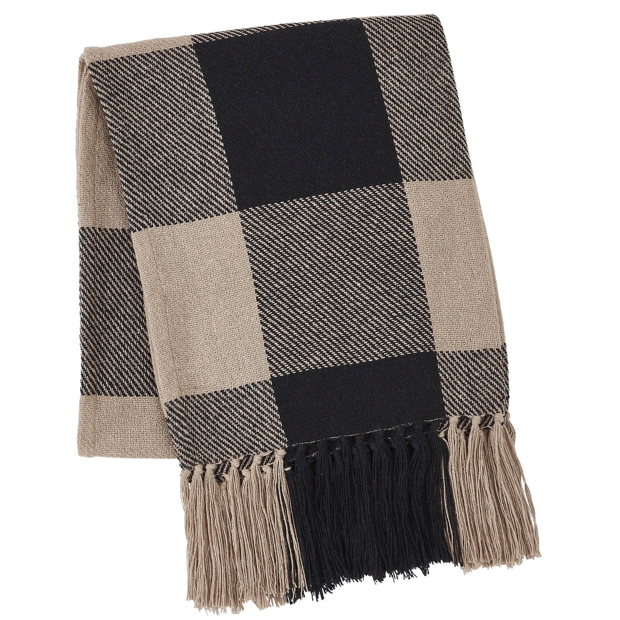 Black Check Woven Throw