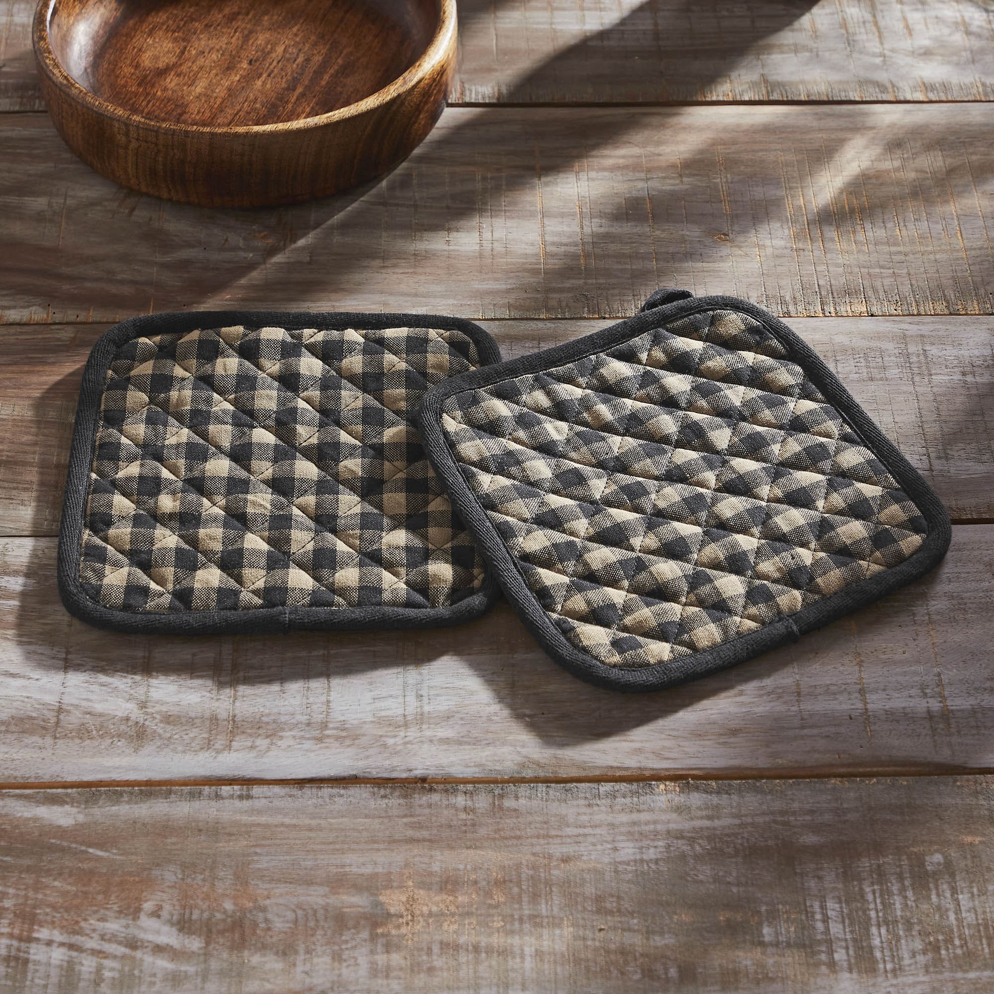 Black Check Pot Holder Set of 2