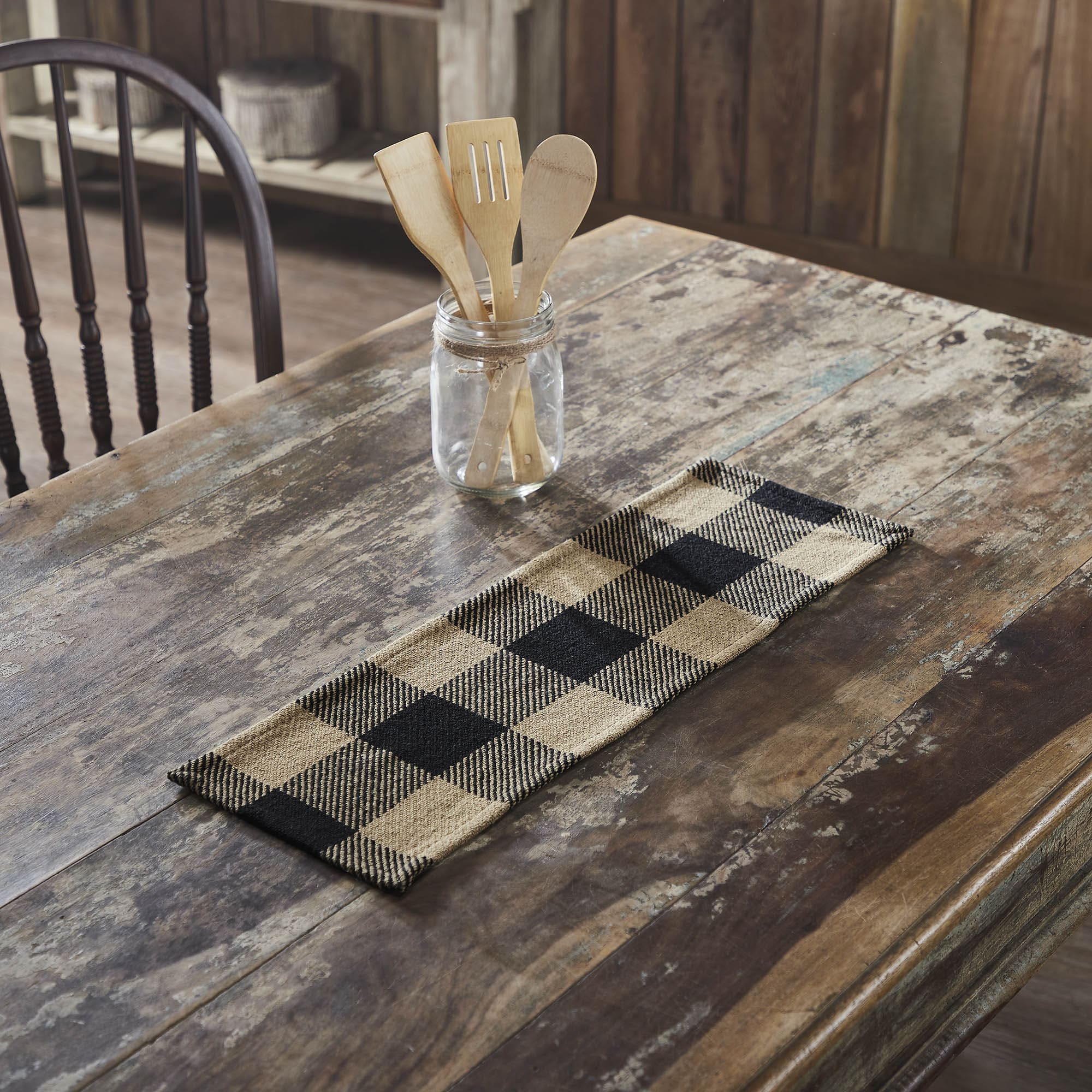 Black Check Table Runner