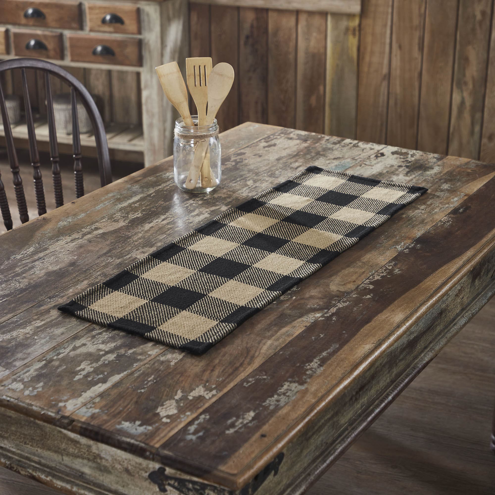 Black Check Table Runner