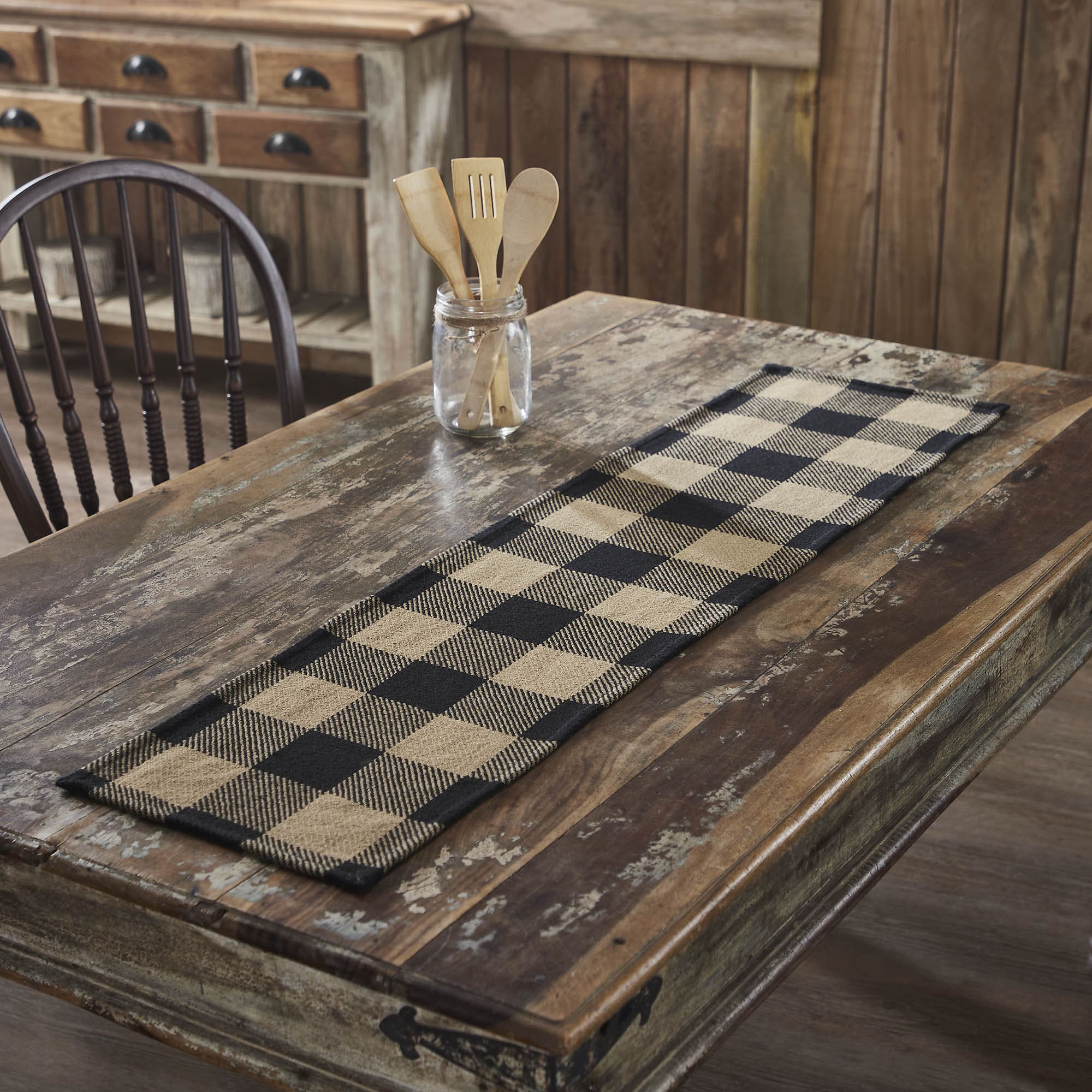 Black Check Table Runner