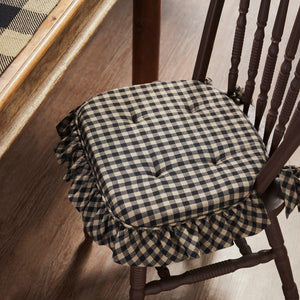 Black Check Ruffled Chair Pad