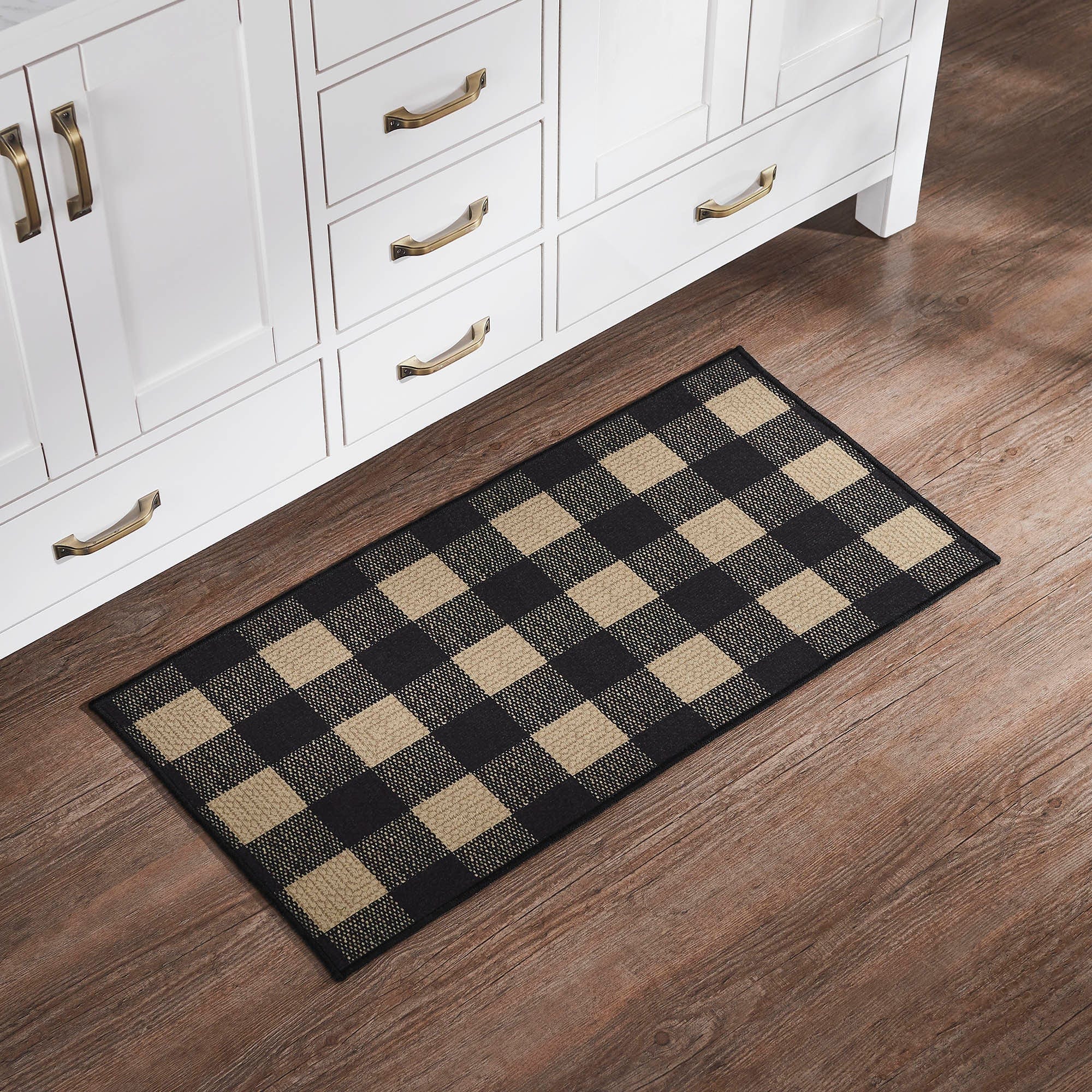 Black Check Rug w/ Latex Backing