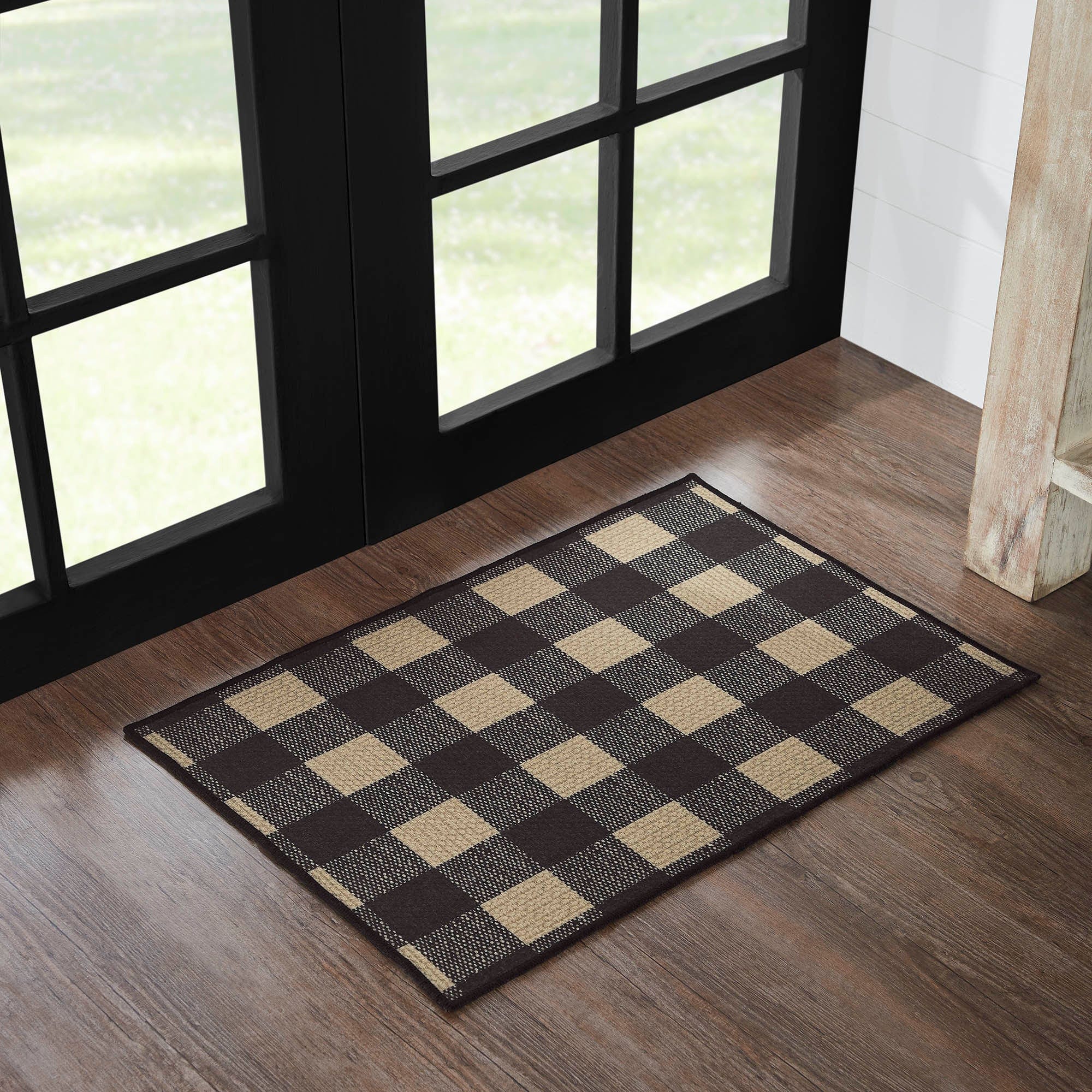 Black Check Rug w/ Latex Backing