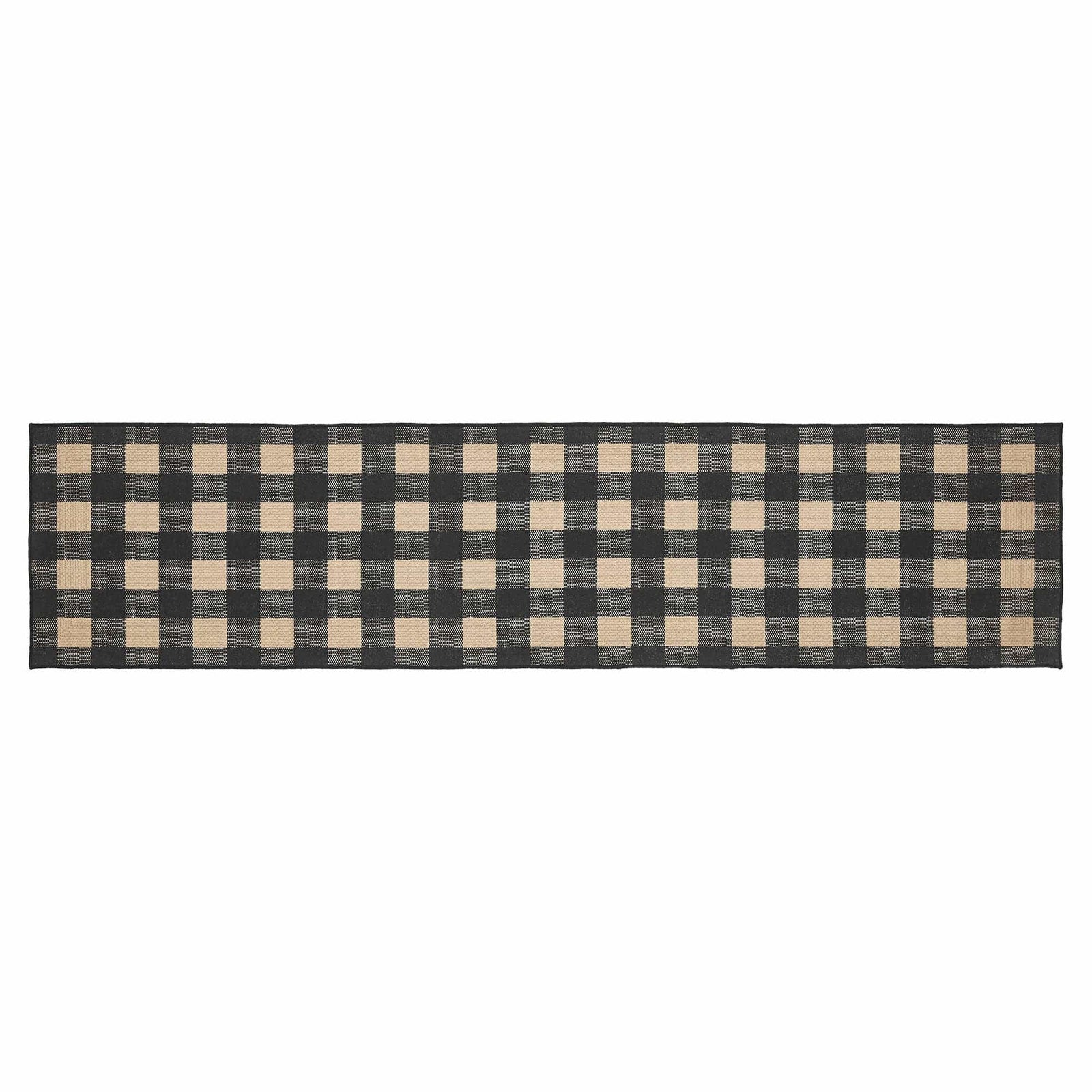 Black Check Runner Rug w/ Latex Backing