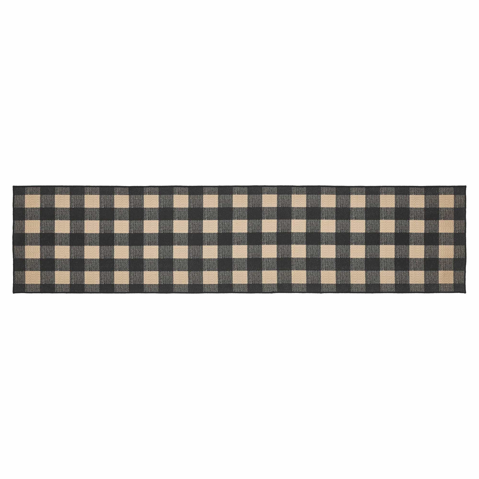 Black Check Runner Rug w/ Latex Backing