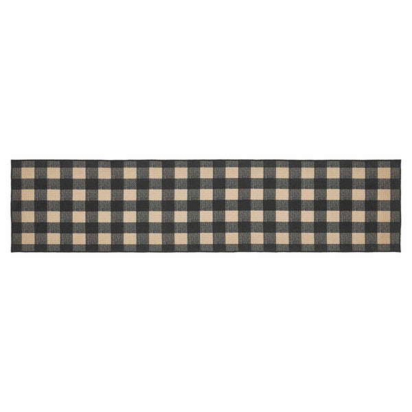 Black Check Runner Rug w/ Latex Backing - Retro Barn Country Linens