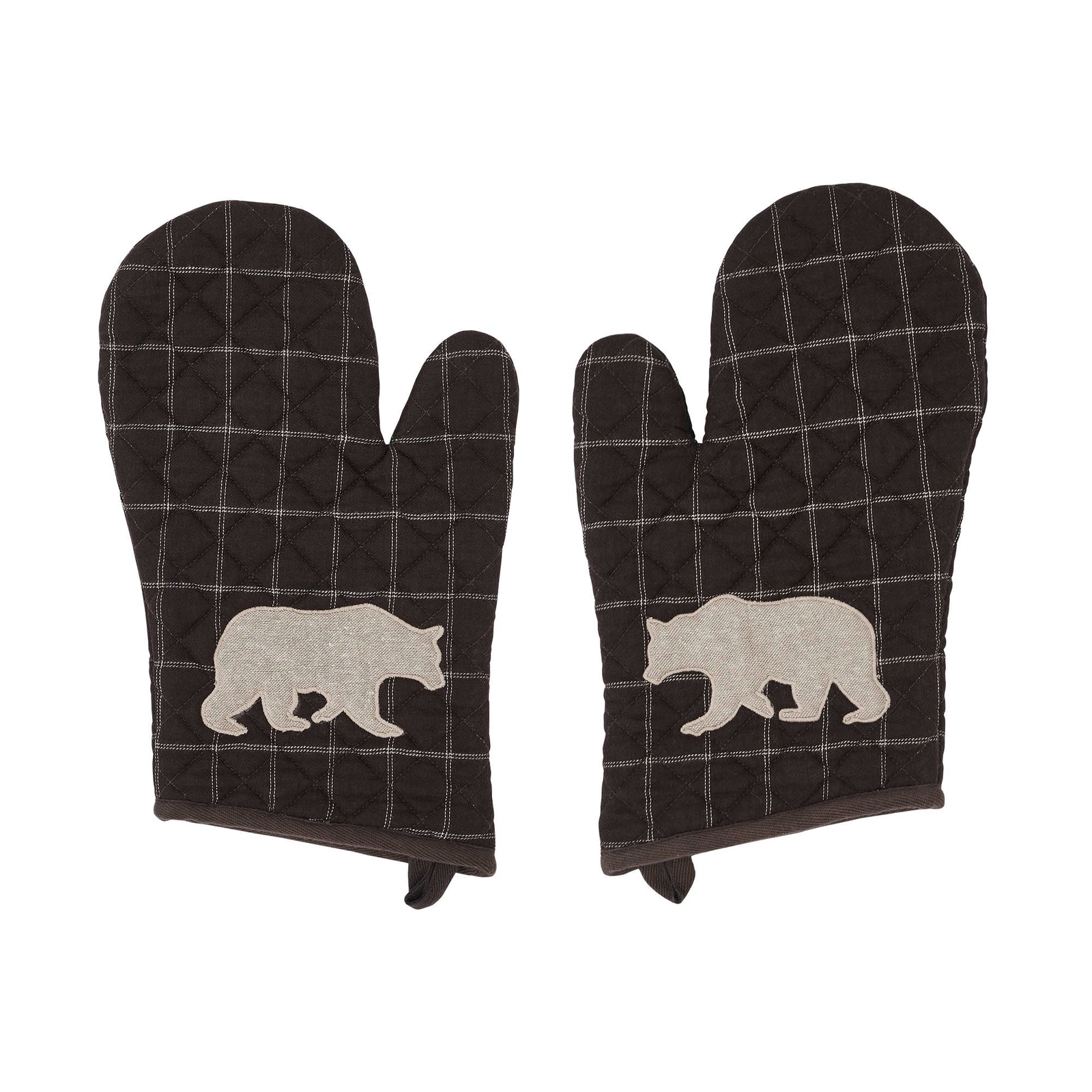 Wyatt Bear Applique Oven Mitt Set of 2