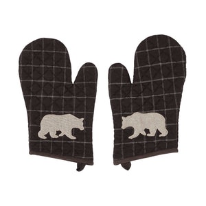 Wyatt Bear Applique Oven Mitt Set of 2