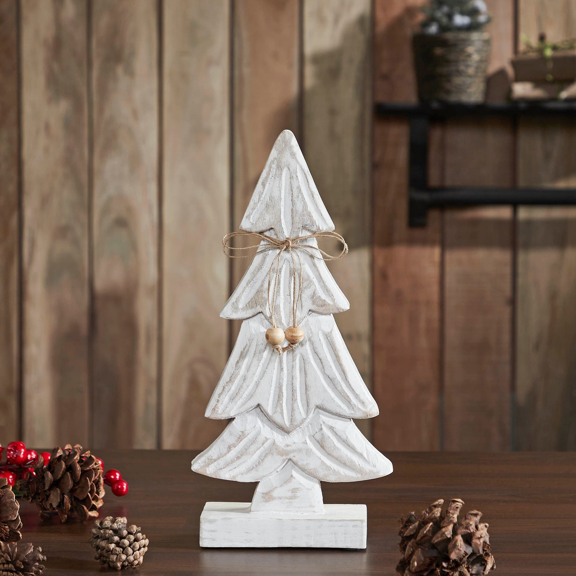Snowy Tree Wooden Figurine
