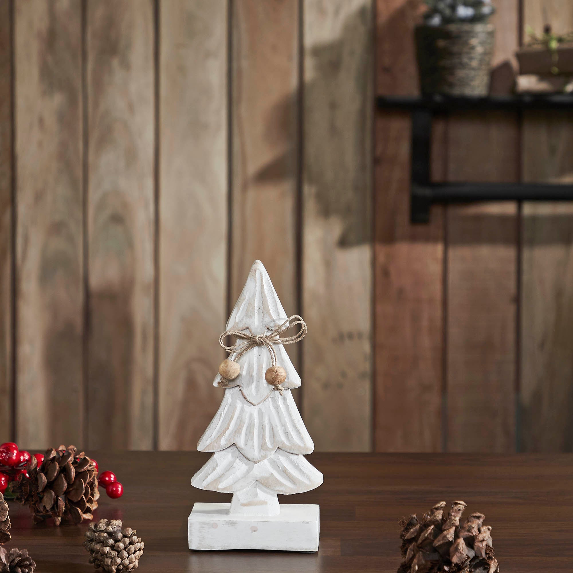 Snowy Tree Wooden Figurine