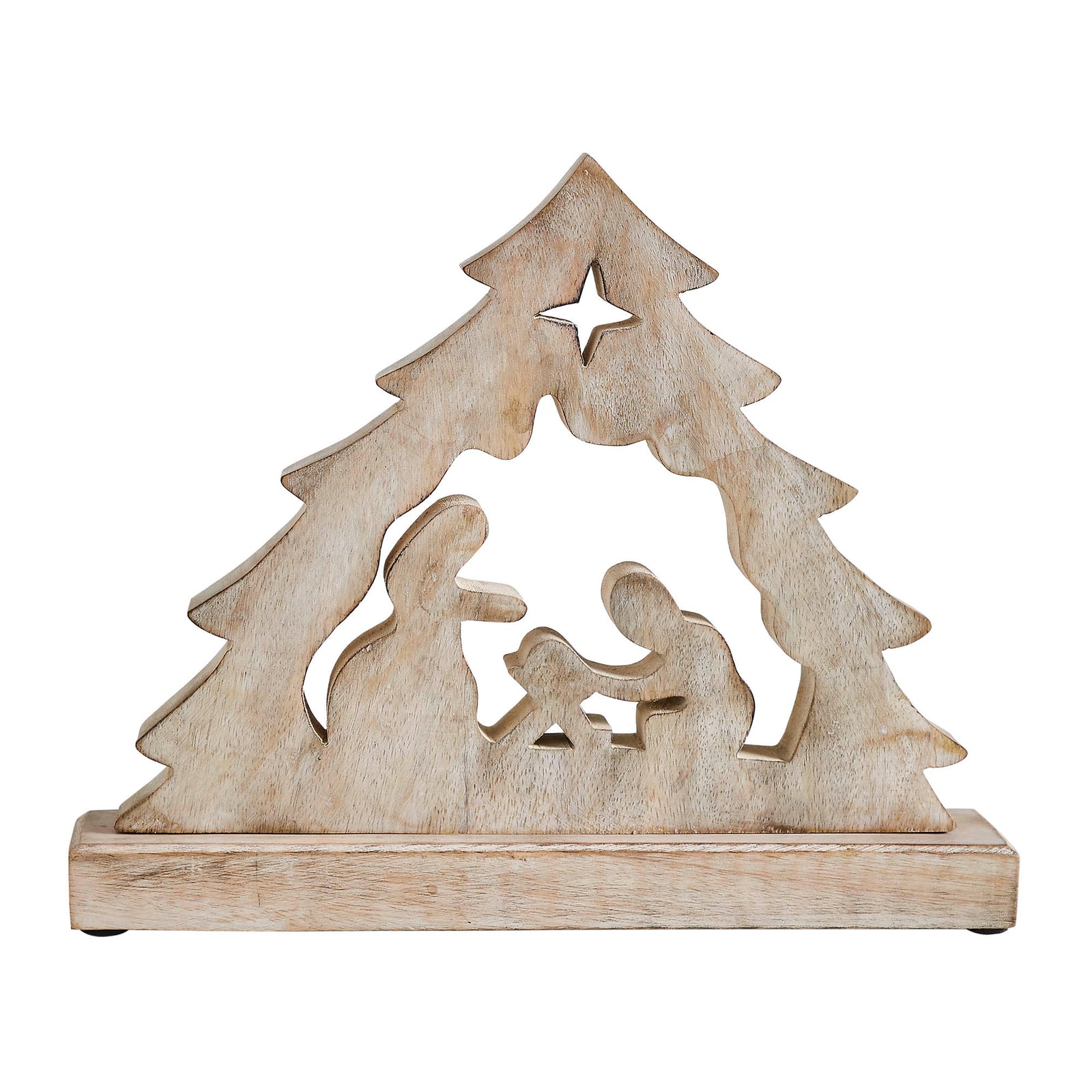 Wooden Manger Nativity Scene