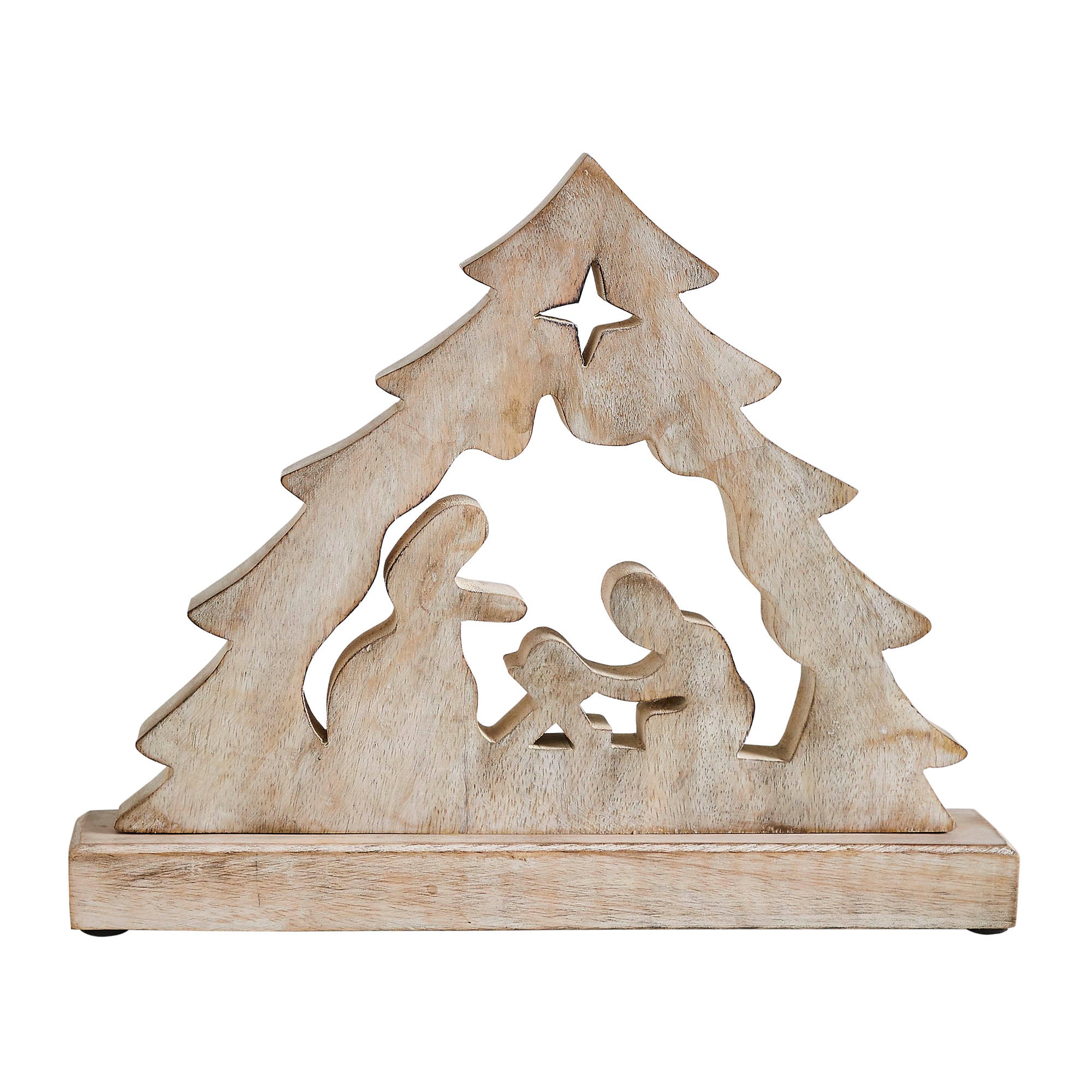 Wooden Manger Nativity Scene