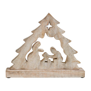 Wooden Manger Nativity Scene