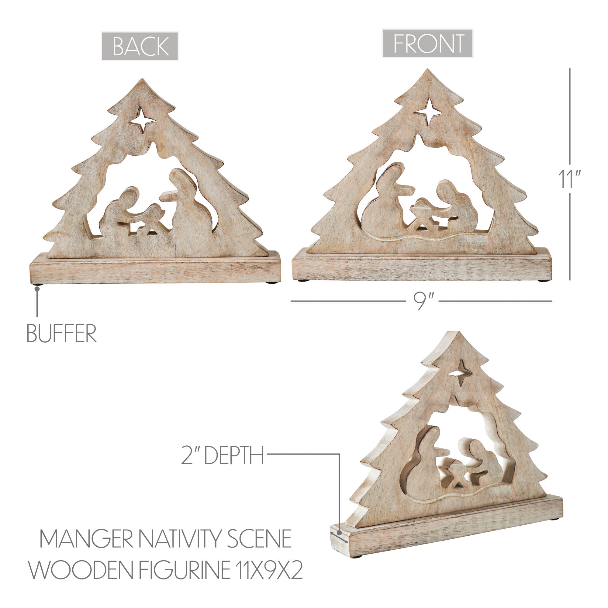 Wooden Manger Nativity Scene