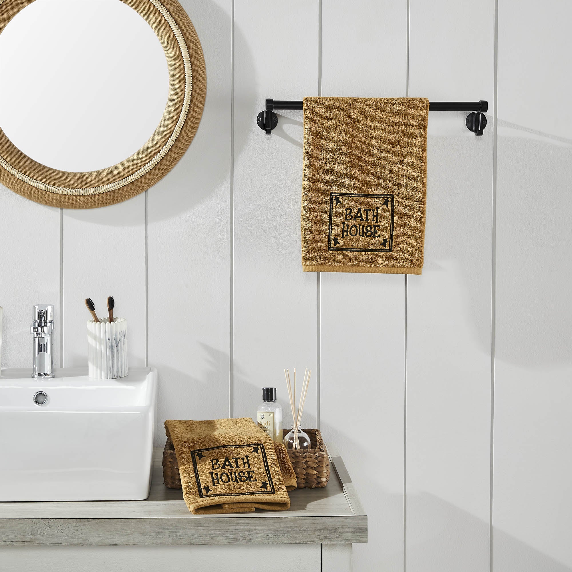 Bath House Embroidered Hand Towel Set of 2