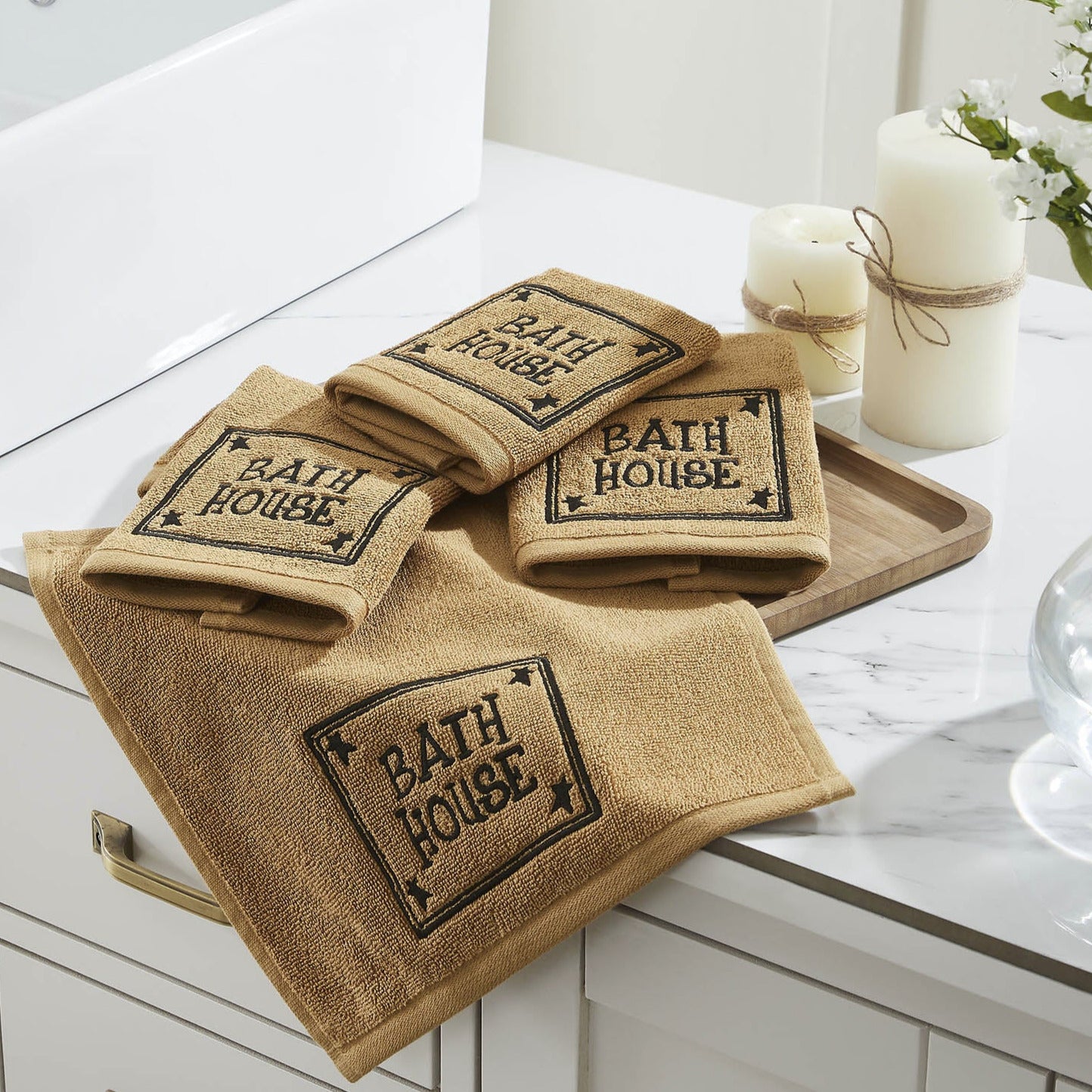 Bath House Embroidered Washcloth Set of 4