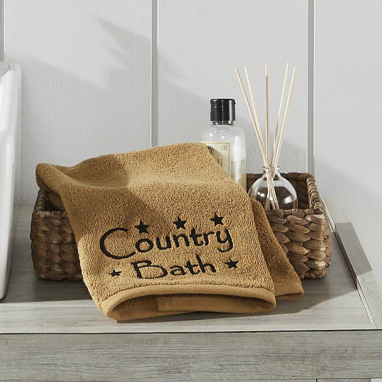 Country Bath Embroidered Hand Towel Set of 2
